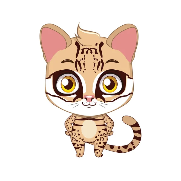 Mignon dessin animé stylisé ocelot illustration — Image vectorielle