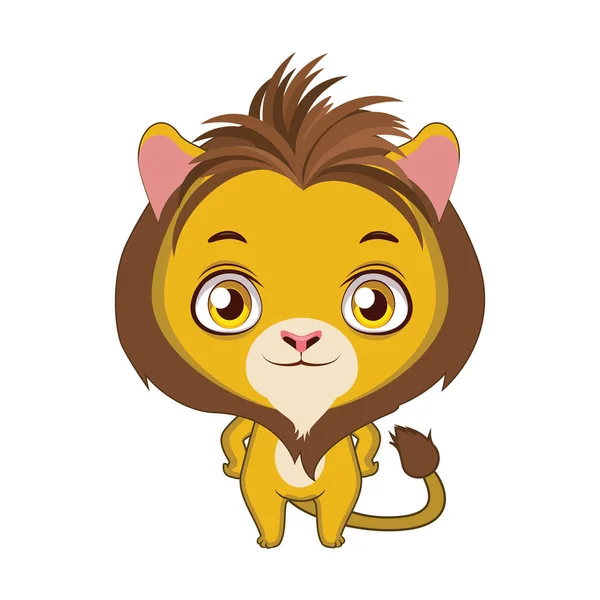 Cute stylized cartoon lion illustration — Stock Vector