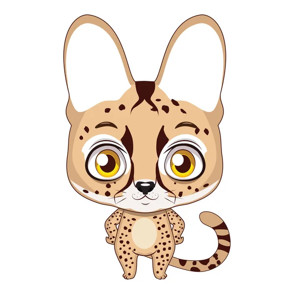 Mignon dessin animé stylisé serval illustration — Image vectorielle