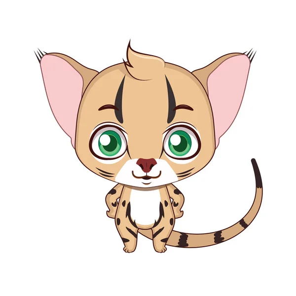 Carino stilizzato cartone animato giungla gatto illustrazione — Vettoriale Stock