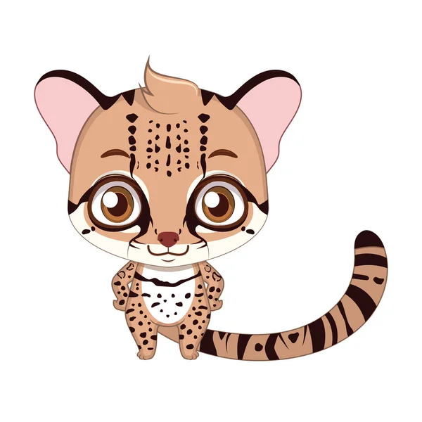 Cute stylized cartoon margay illustration — Stock Vector