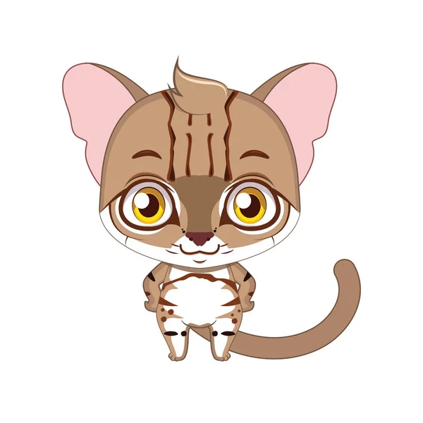 Cute stylized cartoon rusty spotted cat illustration — Stock Vector
