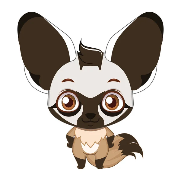 Carino stilizzato fumetto pipistrello orecchio volpe illustrazione — Vettoriale Stock