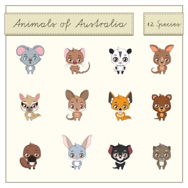 Australian animals collection clipart
