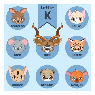 Animal portrait alphabet - Letter K clipart