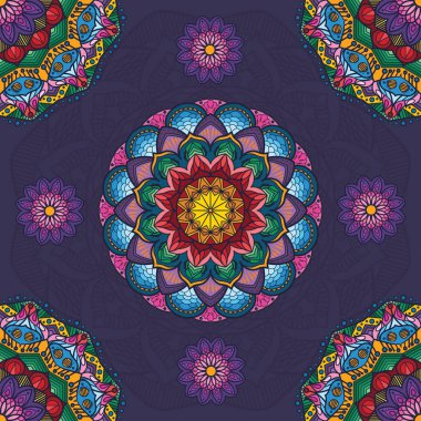 Güzel renkli mandala sorunsuz desenli Menekşe adam