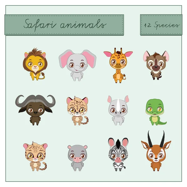 Safari animals collection — Stock Vector