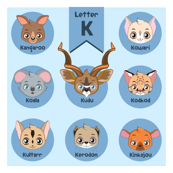 Πορτραίτο ζώου αλφάβητο - γράμμα K — Διανυσματικό Αρχείο