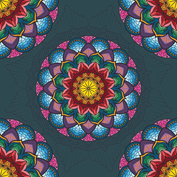 Beau mandala coloré motifs sans couture — Image vectorielle