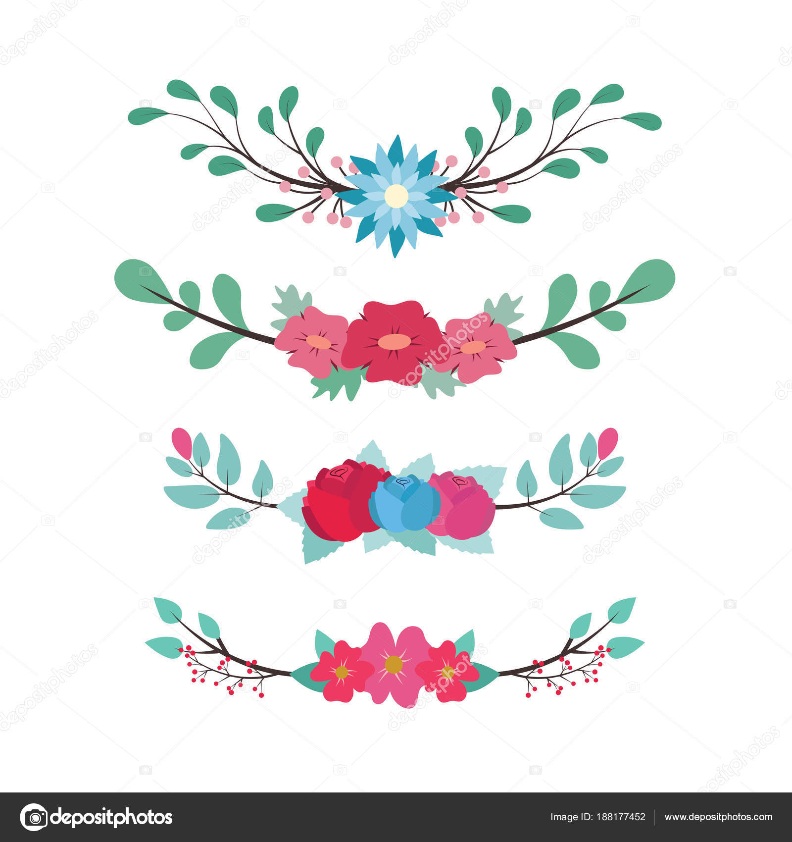 Download Lovely floral dividers collection — Stock Vector © AgnesSz #188177452