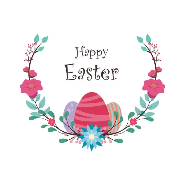 Easter greeting with flower and eggs — Stock Vector