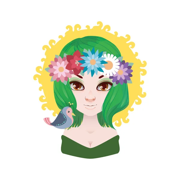 Señora de la ilustración de primavera — Vector de stock