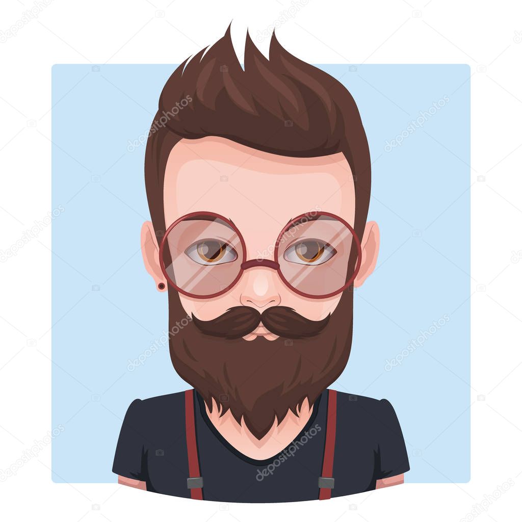Hipster guy with beard illustration