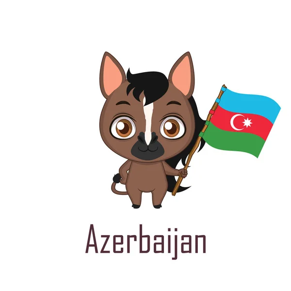 National animal horse holding the flag of Azerbaijan