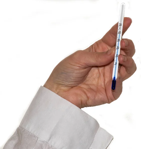Termometer Läkarens Hand — Stockfoto
