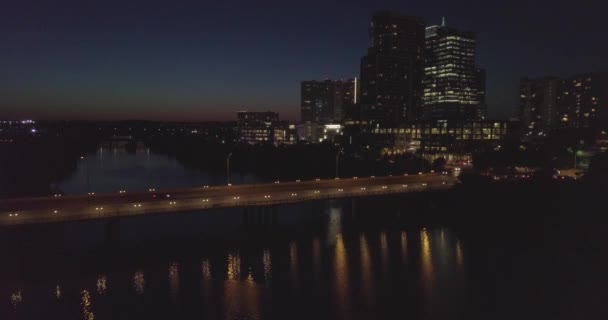 Panorama Uitzicht Austin Texas Stadsgezicht Rivier — Stockvideo