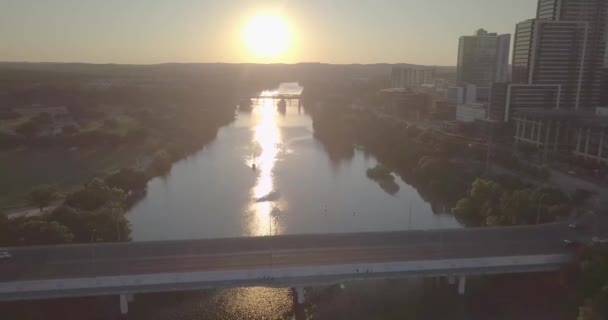 Austin Teksas Şehir Manzarası Nehir Manzarası — Stok video