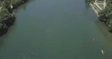 Austin Teksas şehir manzarası ve nehir manzarası