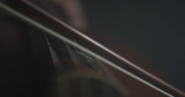 Dramatische Buigen Van Cello Snaren Symfonie Close — Stockvideo