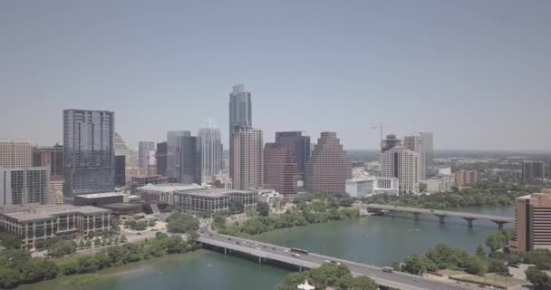 Panorama Utsikt Över Austin Texas Stadsbild Och Floden — Stockvideo