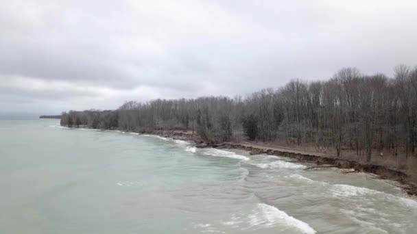 Panorama Jezera Michigan Zamračený Den — Stock video