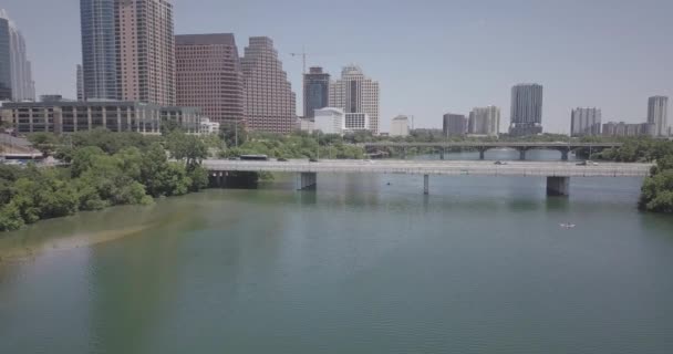 Панорамный Вид Город Реку Остин Техас — стоковое видео