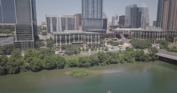 Panoramablick Auf Austin Texas Stadtbild Und Fluss — Stockvideo