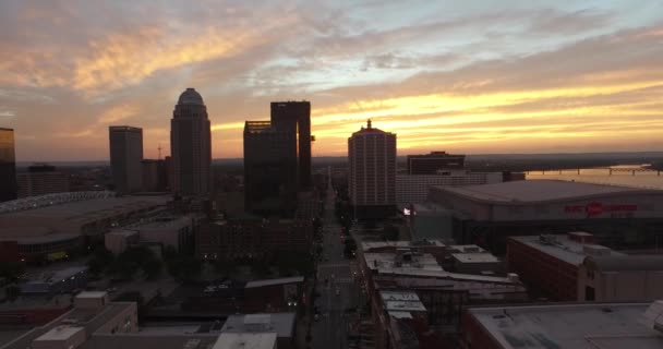 Coucher Soleil Sur Louisville Kentucky Sur Rivière — Video