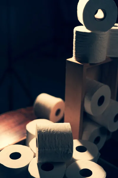 Dramatic Close up of toilet paper supply — Stock Photo, Image