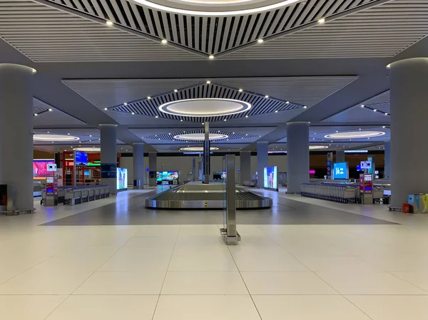 Boş Havaalanı Koltukları Salonları Dünya Karantinasında Koronavirüs Salgını Sırasında Kimse — Stok fotoğraf