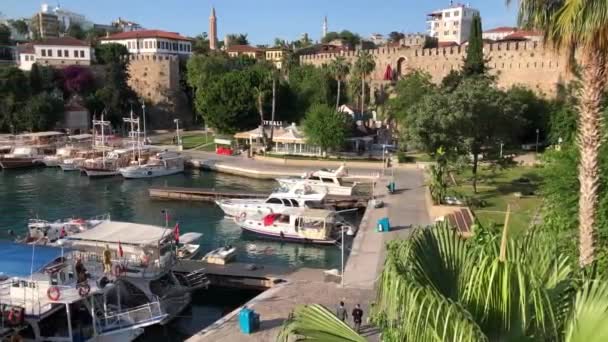 Full Video Panoramico Antico Porto Turistico Yacht Nel Centro Storico — Video Stock