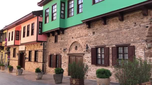 Fasády Starých Historických Budov Malé Ulice Osmanská Architektura Antalyi Staré — Stock video