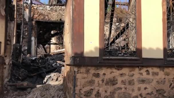 Antalya Kaleici Türkiye Meydana Gelen Yangın Kazasının Ardından Antik Katlı — Stok video