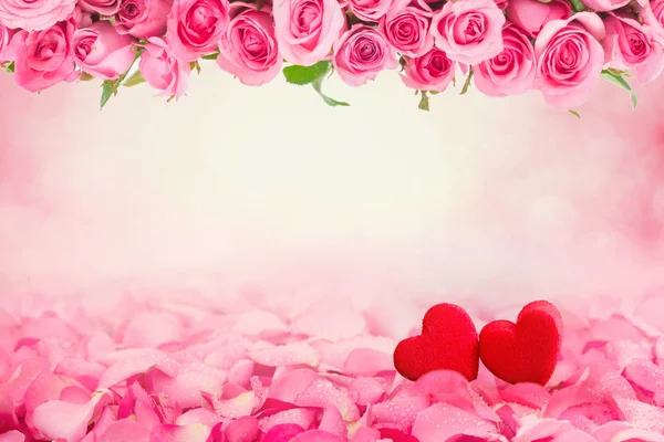 Abstrakt bakgrund gränsa av vackra färska söta rosa ros pe — Stockfoto