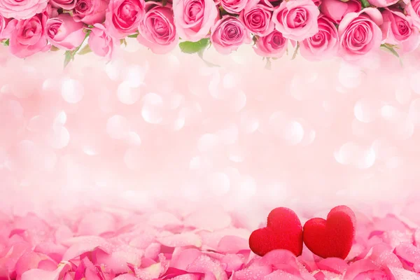 Abstracte achtergrond rand van mooie verse zoete roze roos pe — Stockfoto