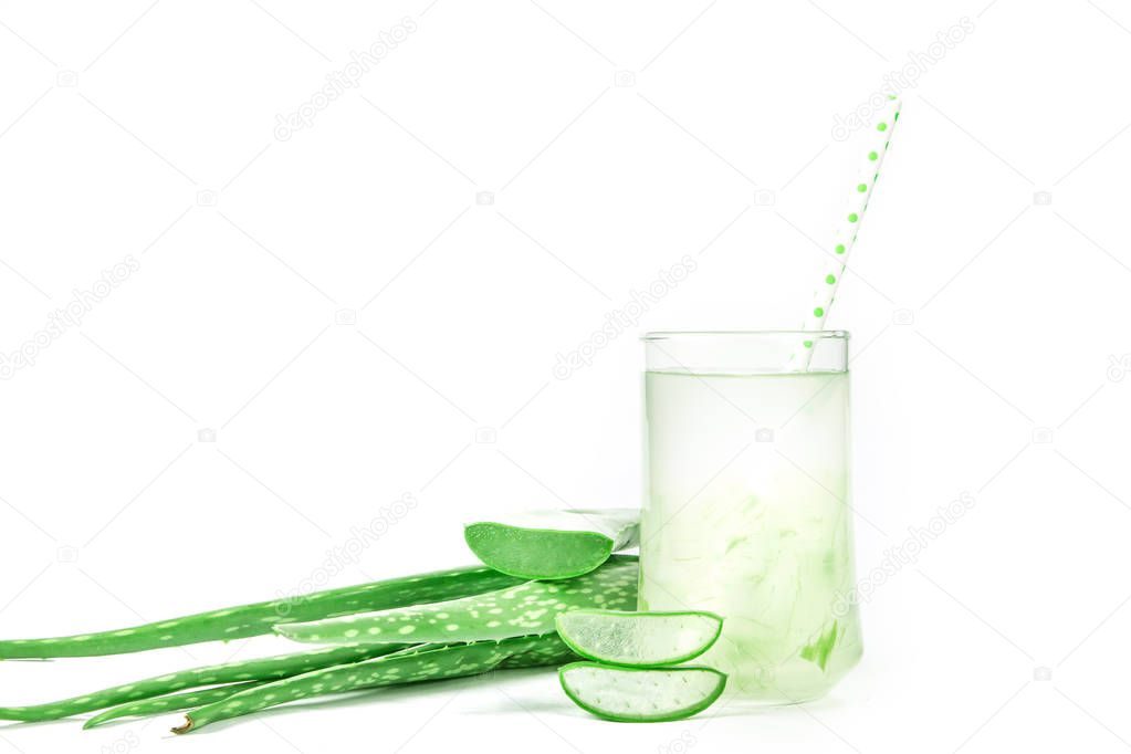  Aloe Vera Juice Healthy drink on white background
