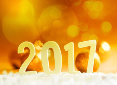 Altın glitter 2017 yeni yıl ahşap kelime Noel 