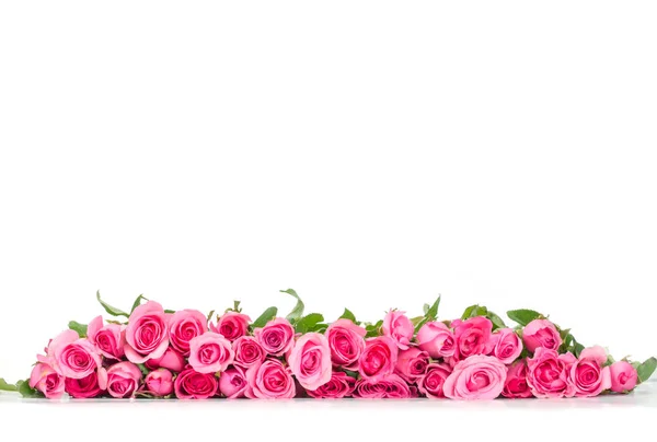 Border of Beautiful fresh sweet pink rose for love romantic — Stock Photo, Image