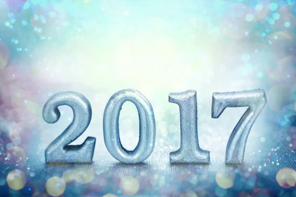 Number 2017 placed on silver elegant glamour background for new — Stock Photo, Image