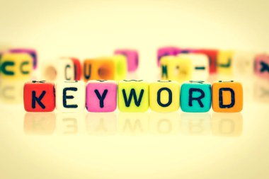 renkli kelime küp, anahtar sözcük, retro renk tonu