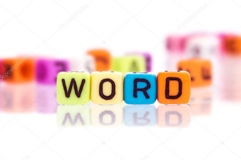 colorful alphabet  word cube of  WORD