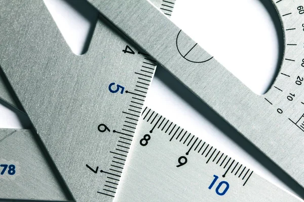 Close up a part of silver precision measurement tool — Stock Photo, Image