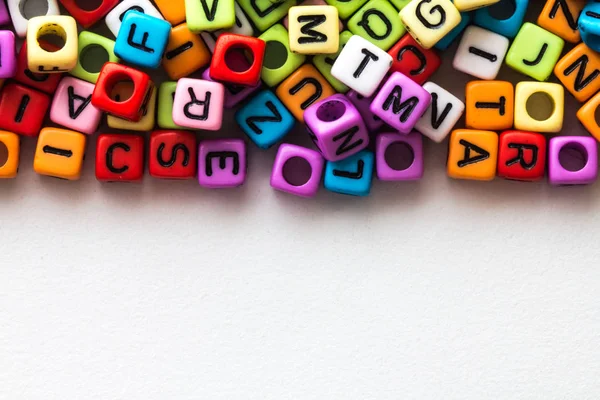 Colorful english alphabet cube on white paper background ,Englis — Stock Photo, Image