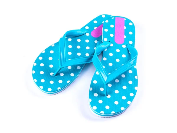 Sommermode blaue Flip-Flop-Sandalen isoliert auf weißem Hintergrund — Stockfoto