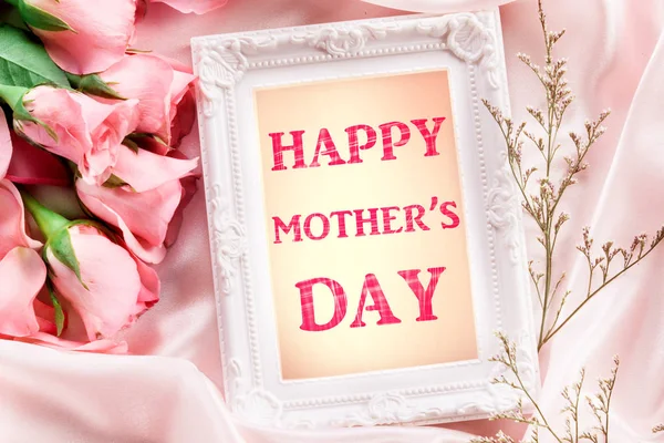 Happy Mother's Day  paper card with the sweet pink roses  petal