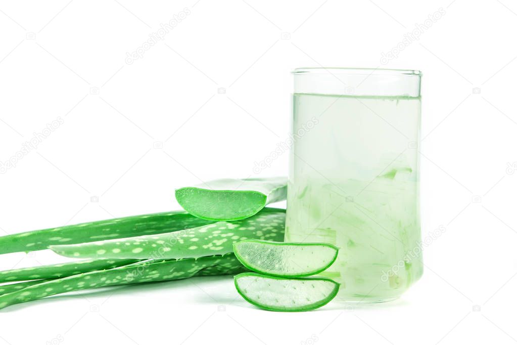  Aloe Vera Juice Healthy drink on white background