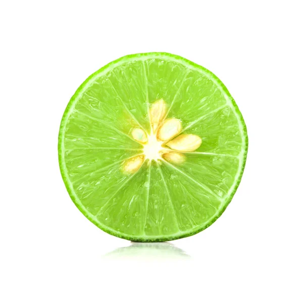 The fresh sliced lime with seed on white background — Stock Photo, Image