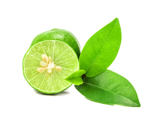 The fresh sliced lime with seed on white background — Stock Photo, Image