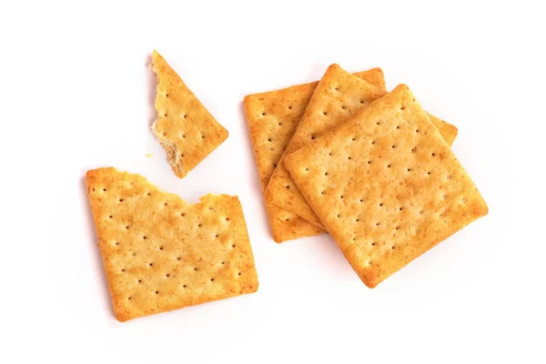 Detailní záběr zdravé celozrnný cracker na bílém pozadí , — Stock fotografie