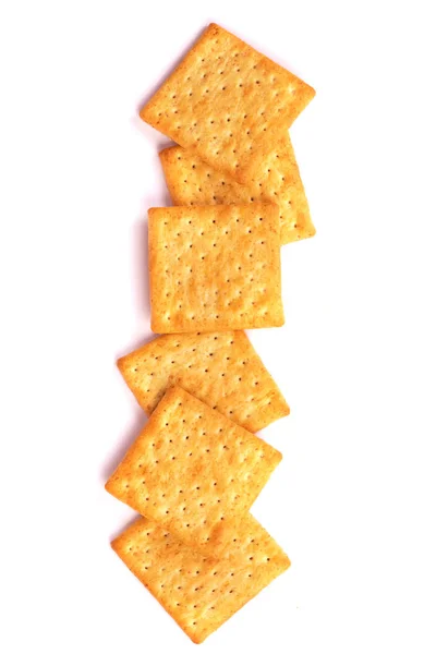 Close up the healthy  whole wheat cracker on white background — Stock Photo, Image